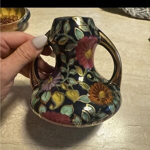 Vintage Hand Painted Floral Vase Made in Belgium Dual Handle 327
